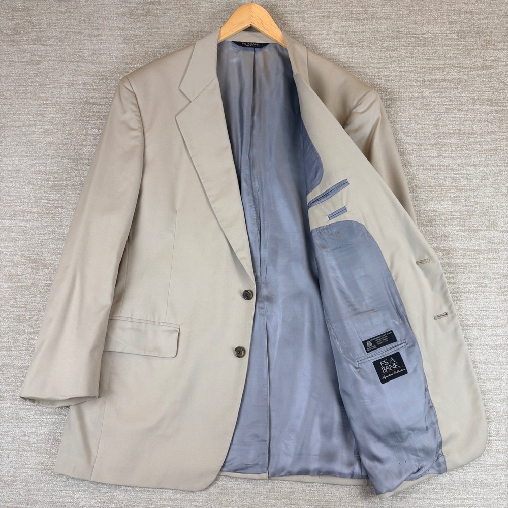 Jos. A. Bank Signature Collection Mens 44L Tan Wool Blazer EUC Classic Preppy